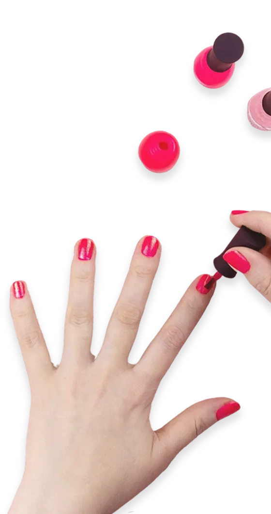 girl paints her nails